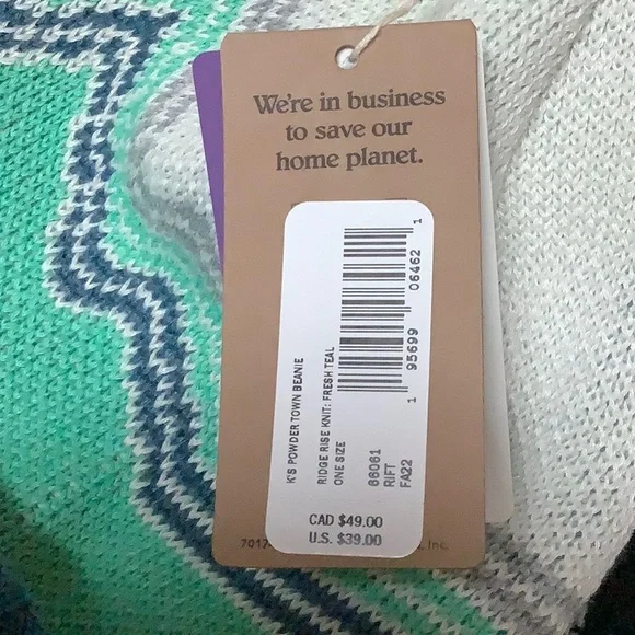 🔴 Patagonia kid’s powder town beanie ridge rise knit fresh teal - Picture 7 of 8